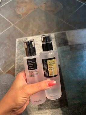 COSRX BHA Blackhead Power Liquid & Snail 96 Mucin Power Essence - Clear Bottles